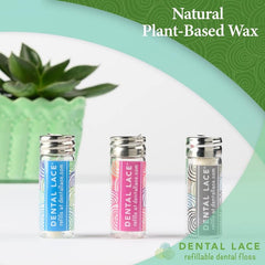 Mint-flavored silk floss coated with plant-based wax