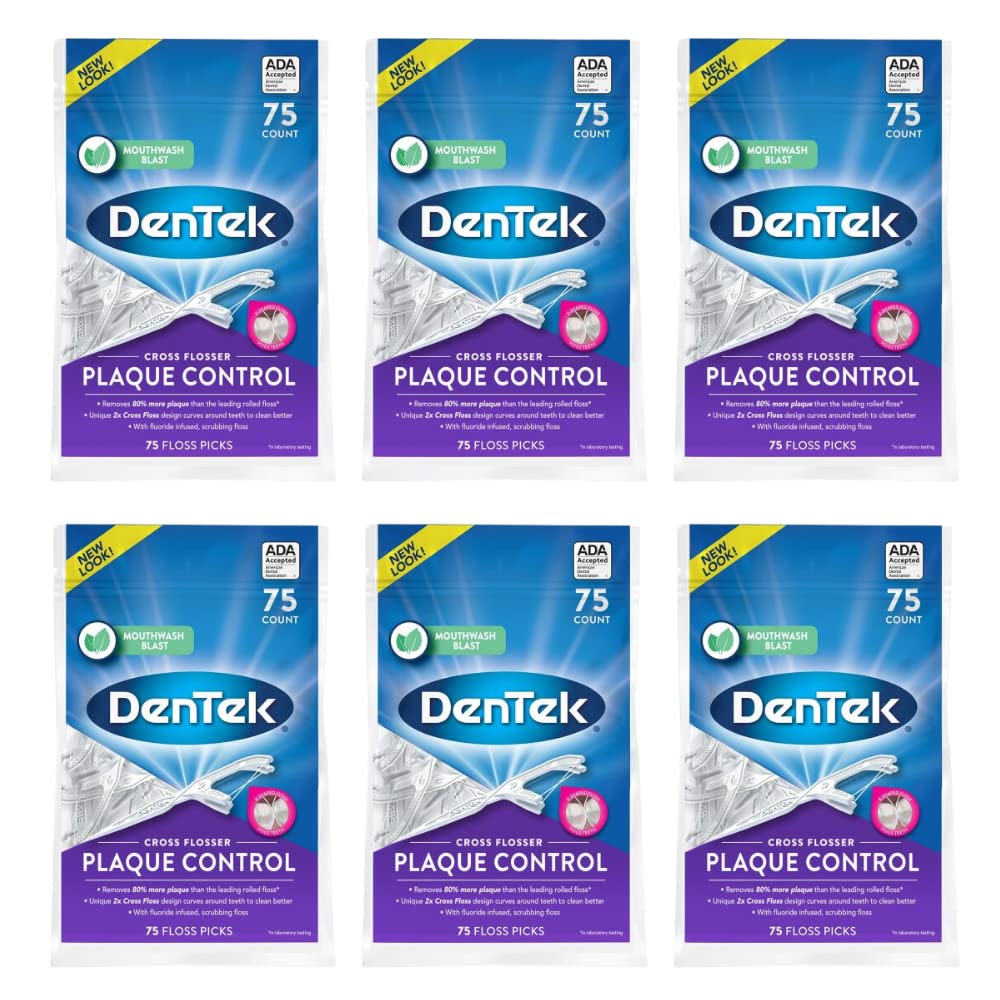 DenTek Cross Flosser Plaque Control Floss Picks – X-shaped floss hugs teeth