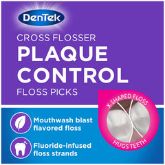 Product shot of DenTek Cross Flosser 75-count 3-pack display