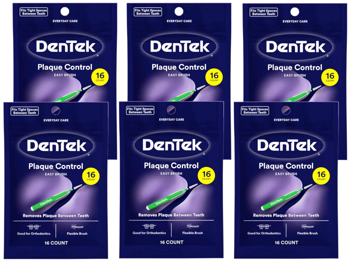 Dentek Easy Brush Cleaners Extra Tight Spaces packaging with 6 pieces
