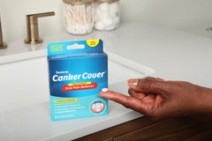 Dentemp Canker Cover gel-like bandage forming on a sore
