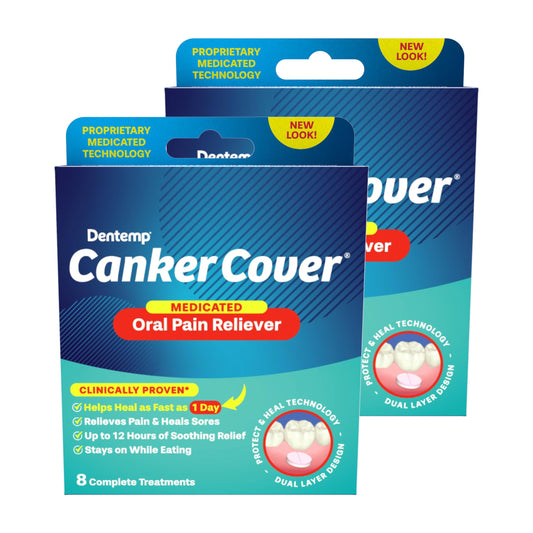 Dentemp Canker Cover packaging showing a 16-count box