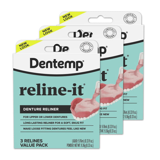 Packaging for Dentemp Reline-It 3-pack