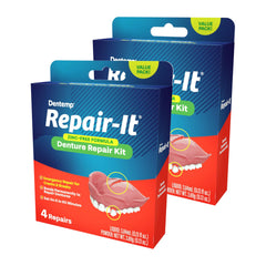 Denture repair kit components for repairing cracks and loose teeth