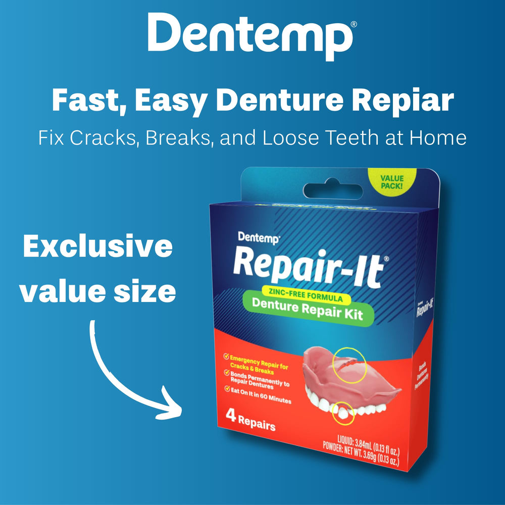 At-home denture repair steps using the Dentemp kit