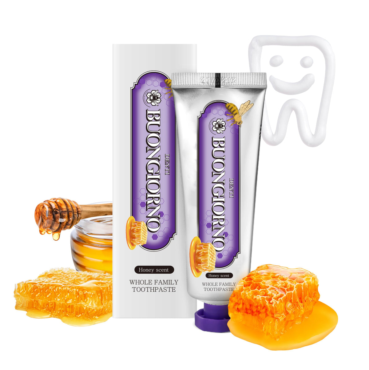 DENTI BUONGIORNO Gum Care Toothpaste Honey Mint tube front view