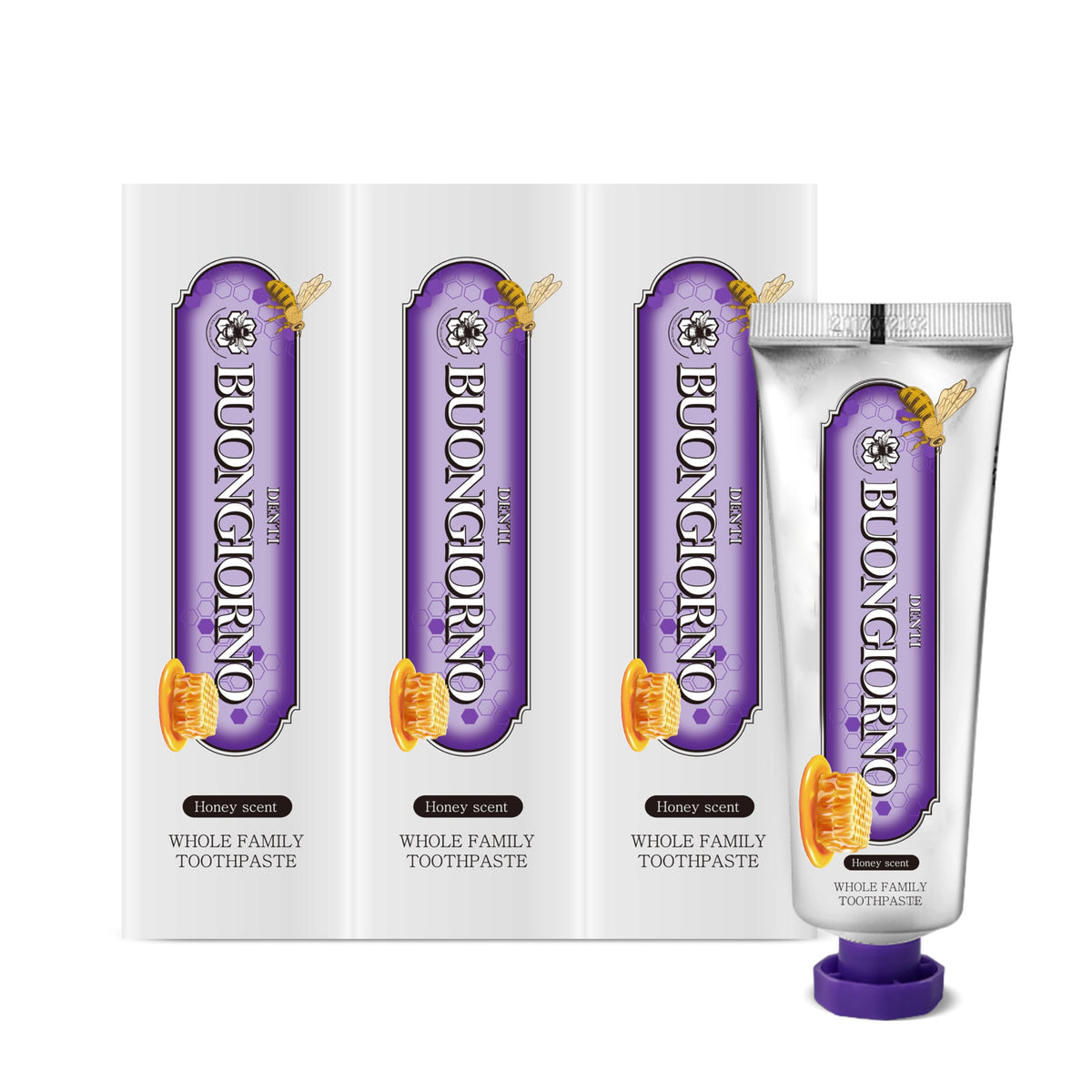 DENTI BUONGIORNO Gum Care Toothpaste Honey Mint tube and packaging