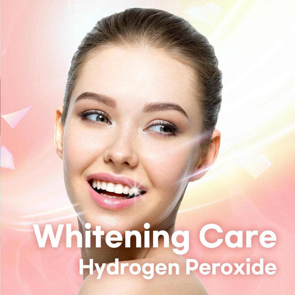 Whitening toothpaste showing radiant smile graphic