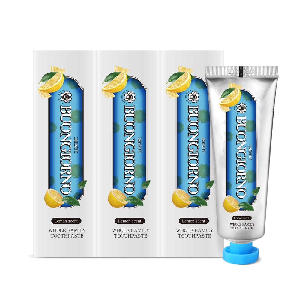 DENTI BUONGIORNO Plaque Care Toothpaste 3-Pack Lemon Mint – front view