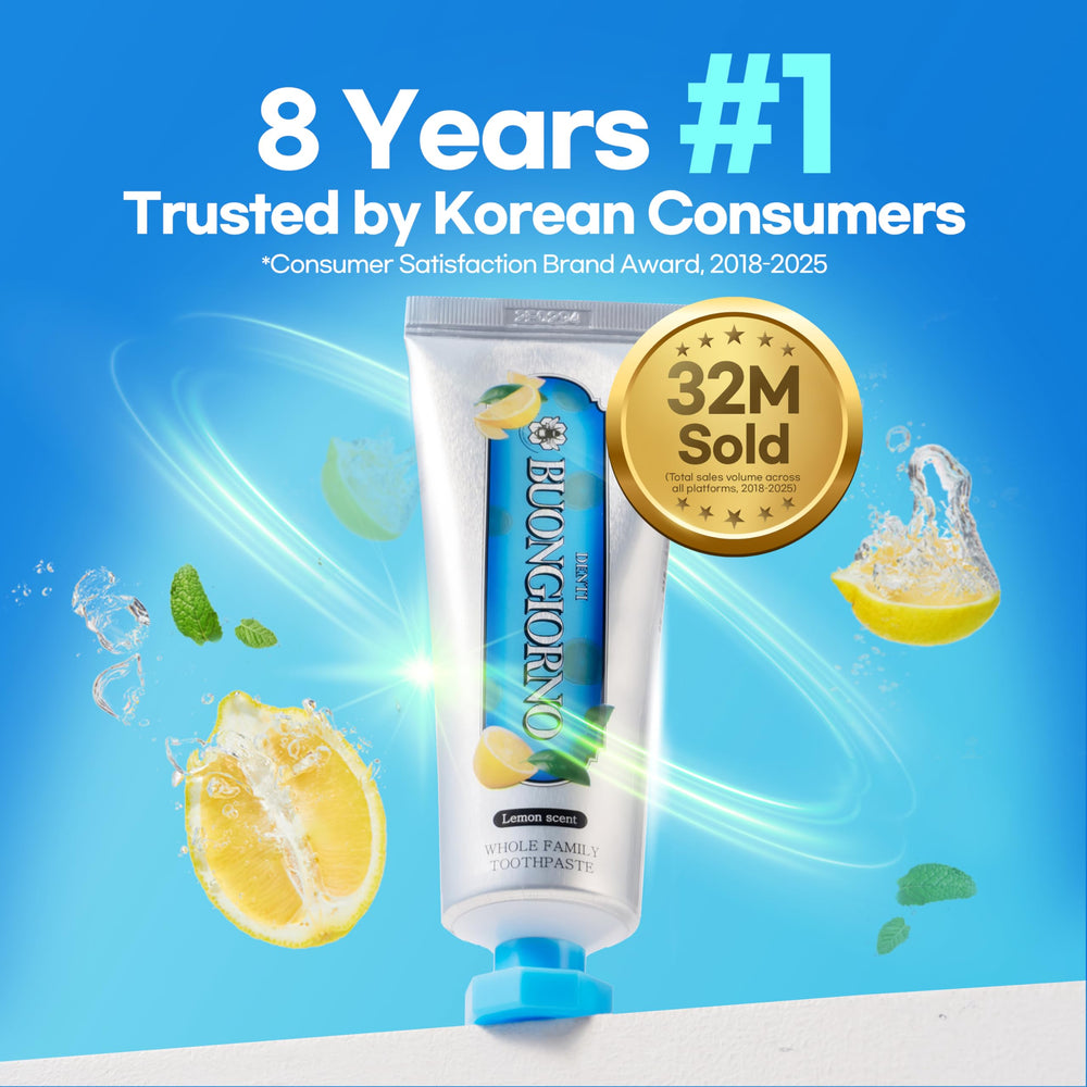 Close-up of toothpaste tube with Lemon Mint branding