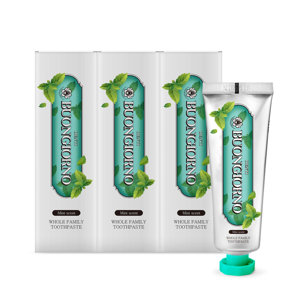 DENTI BUONGIORNO Original Toothpaste 3 pack Herbal Mint exterior packaging