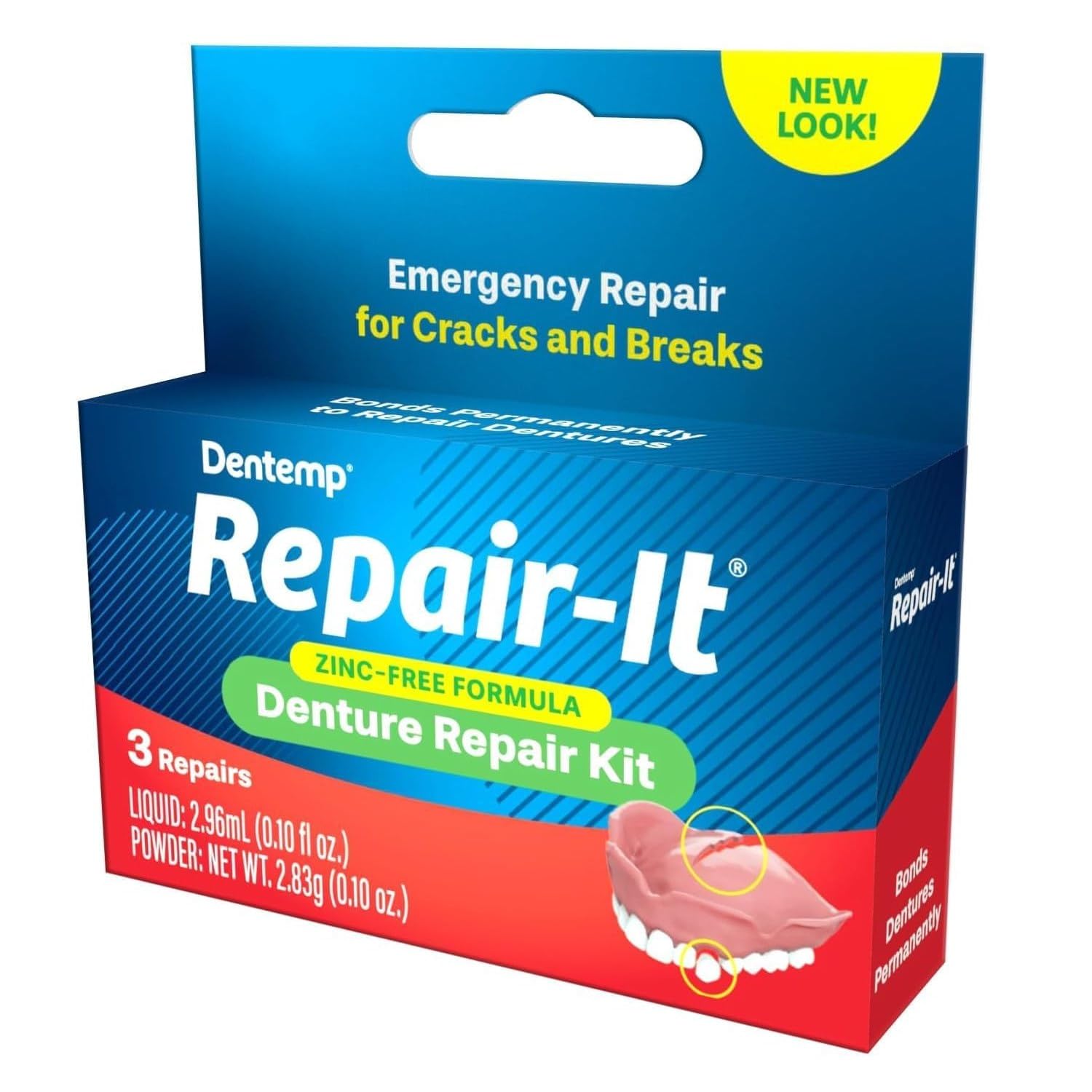 Dentist On Call Repair-It Denture Repair Kit box and contents