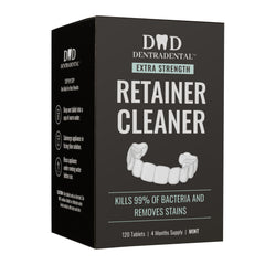 Packaging of DENTRA DENTAL 120-count Retainer Cleaner Tablets - Mint