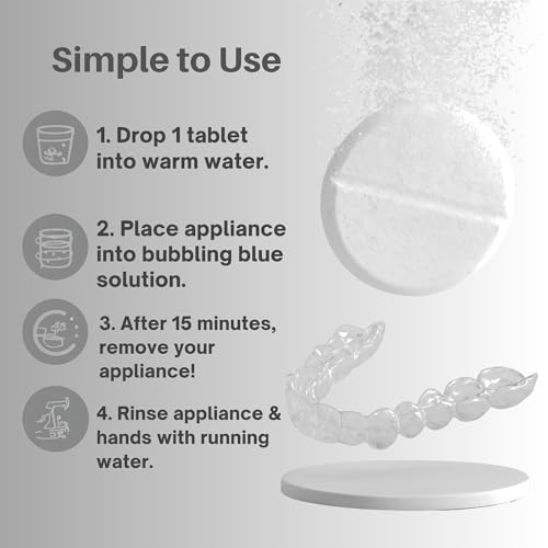 Mouth guard being cleaned with DENTRA DENTAL tablets