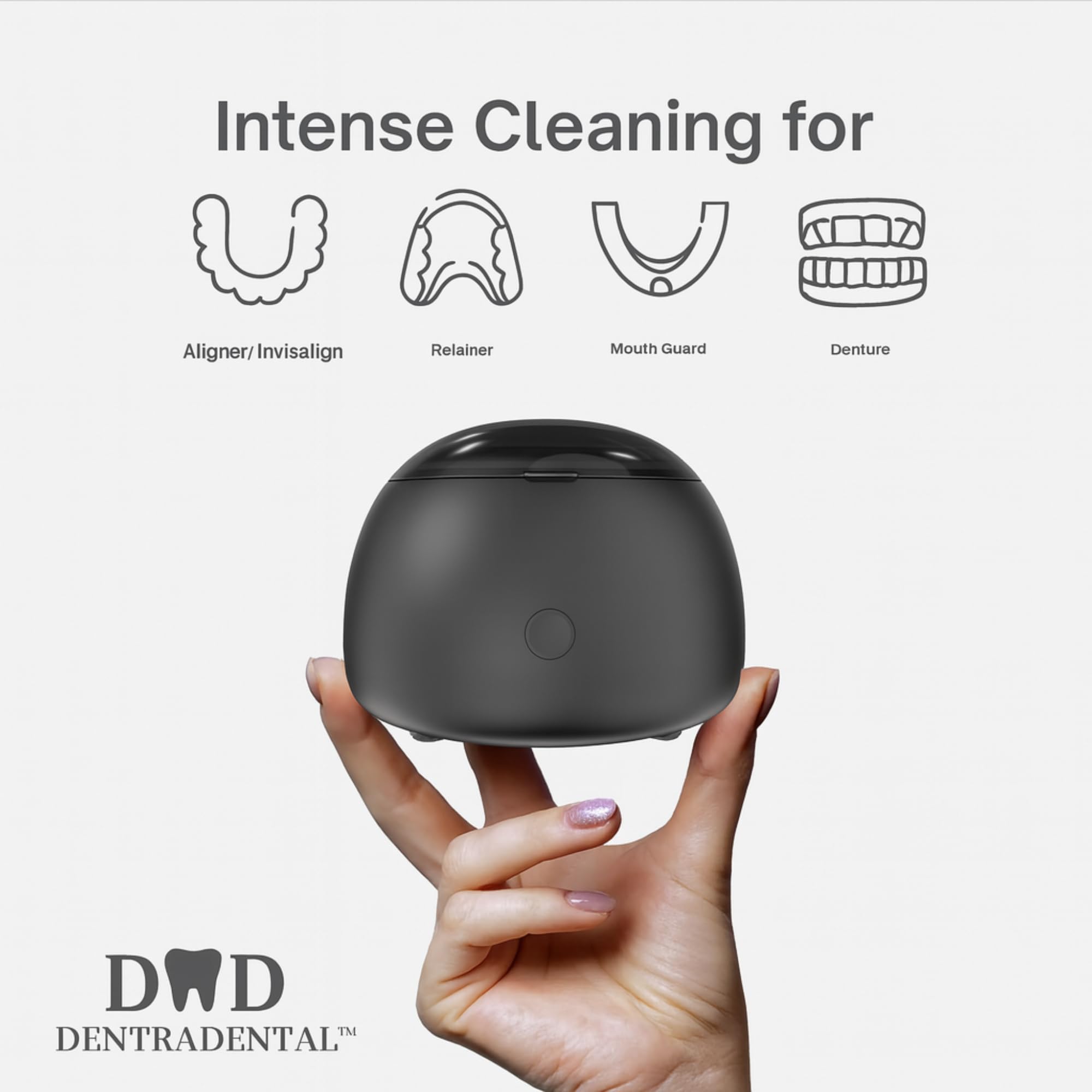 Compact black ultrasonic cleaner on countertop