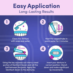 Applying a thin layer of Denttach to dentures