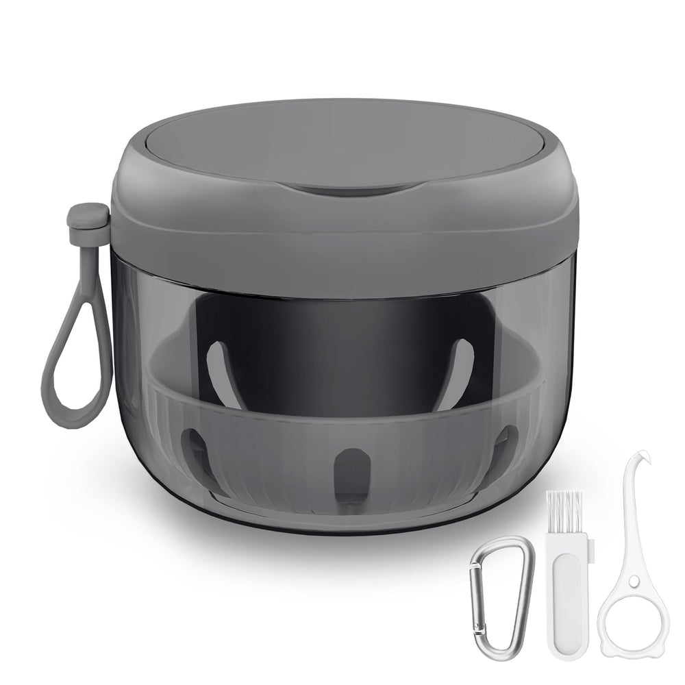 Denture Bath Box Cup front view, compact white travel denture case