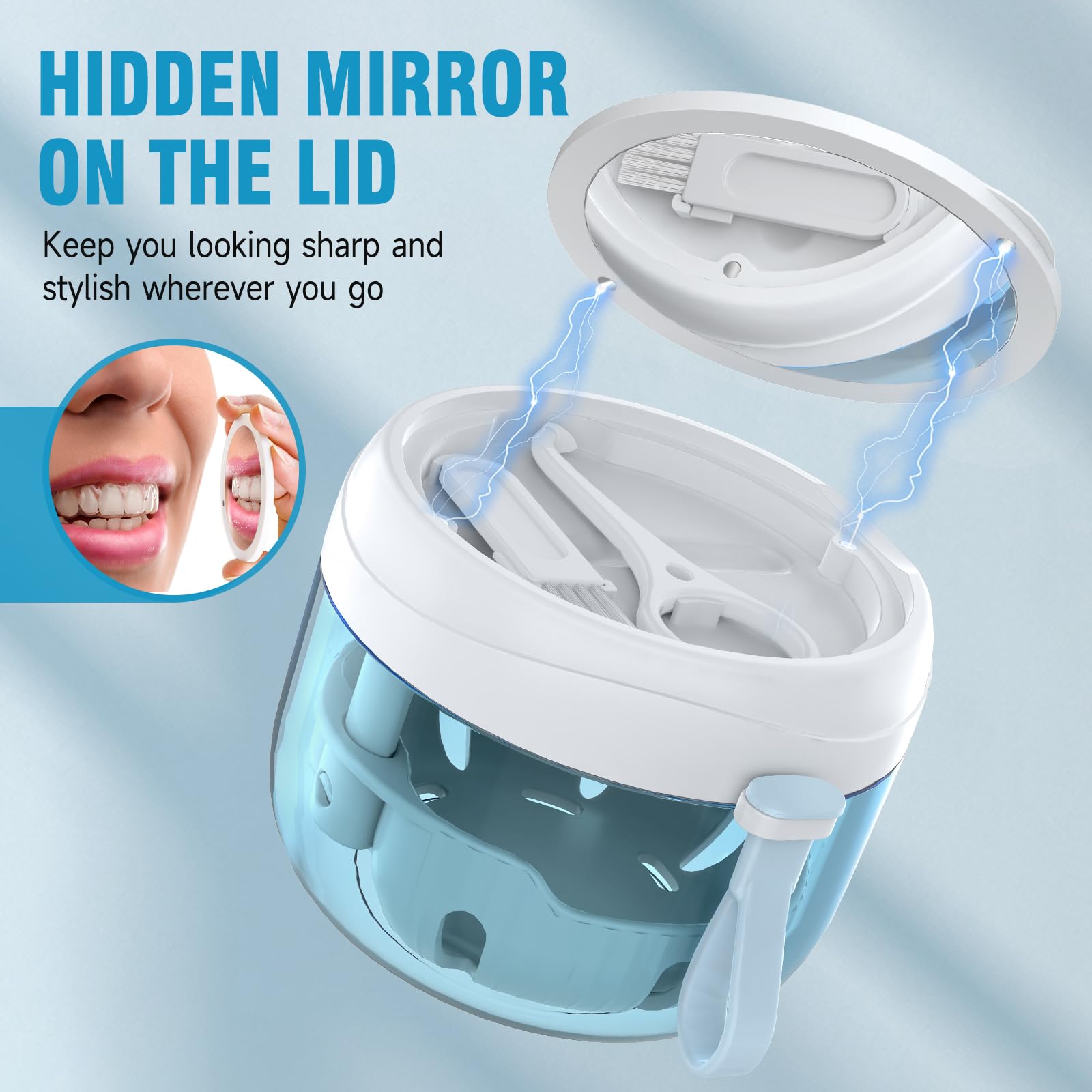 Dual-head cleaning brush for dentures and retainers