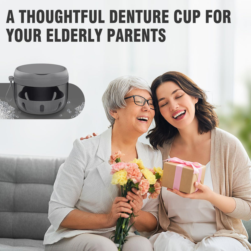 Gift-ready packaging highlighting denture care kit