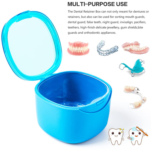 Durable hinge close-up on denture box