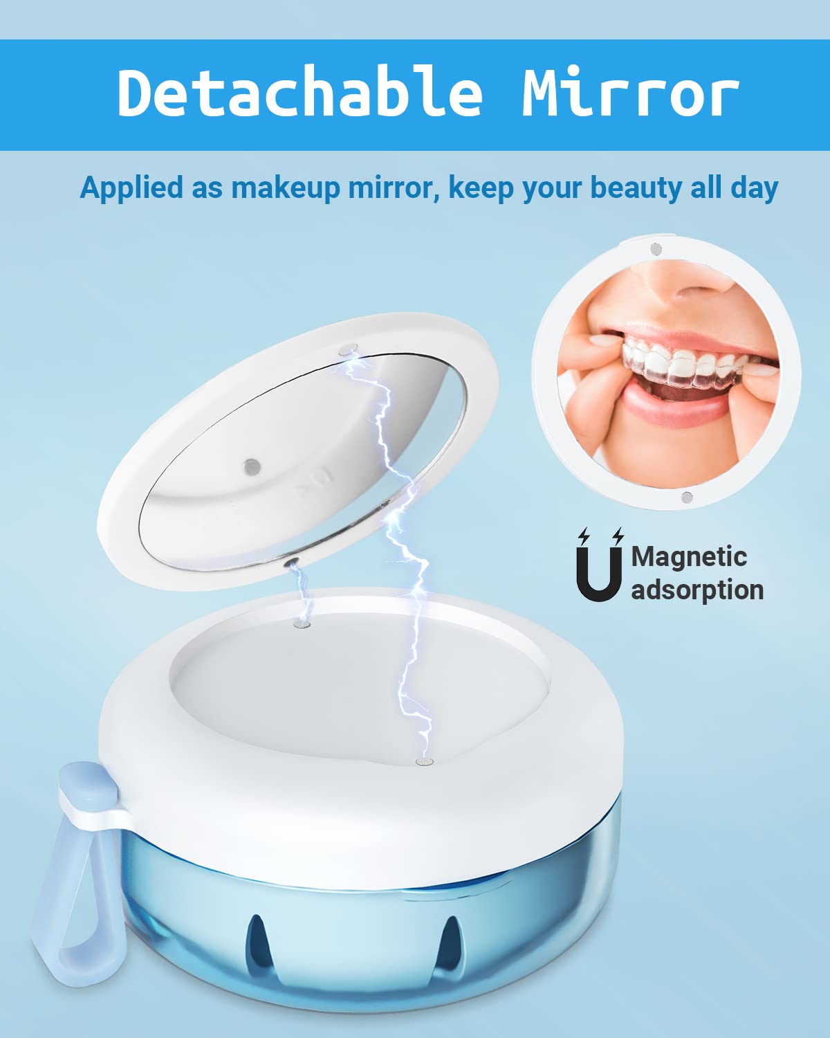 Two-head cleaning brush included with denture case