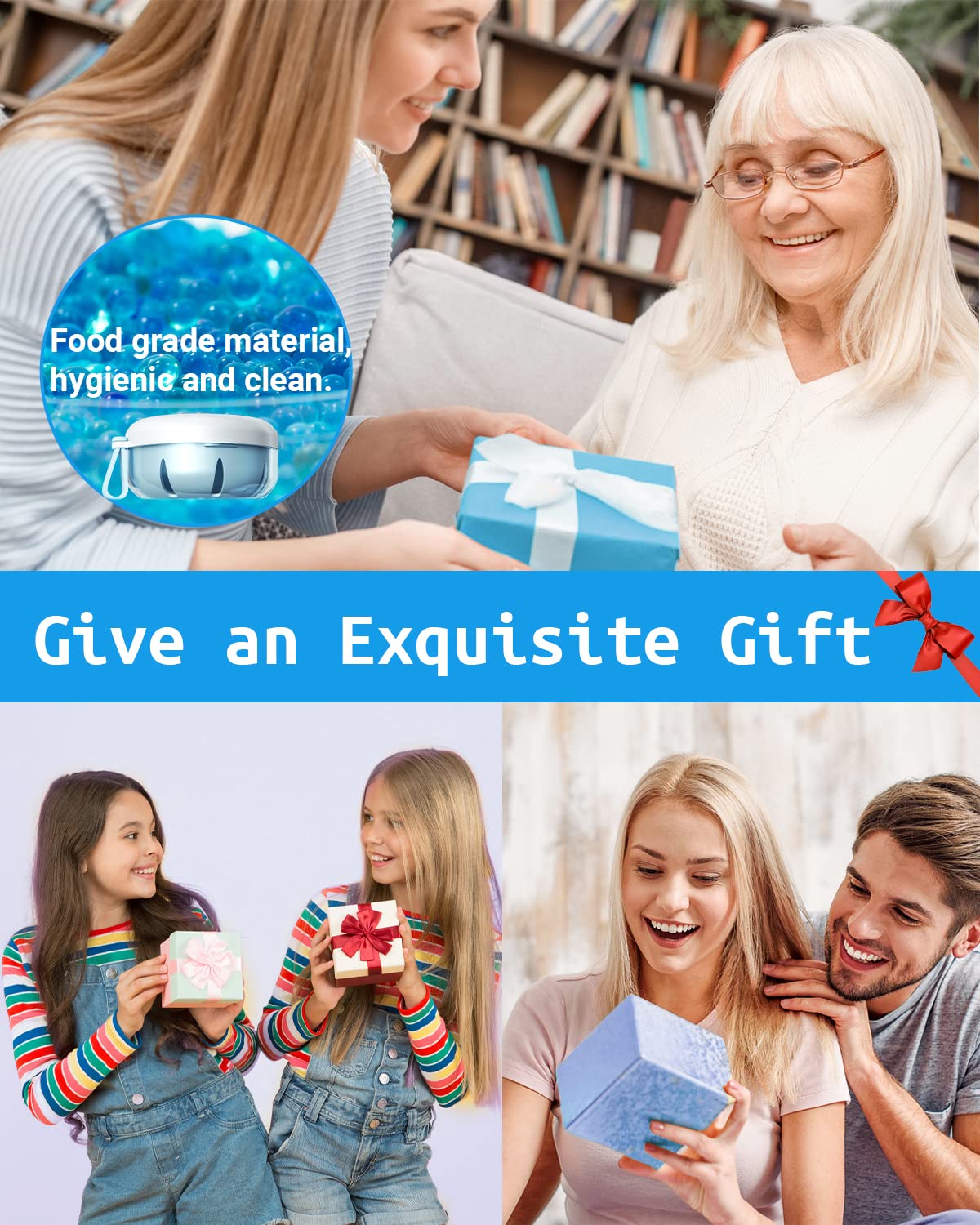 Blue denture box with mirror for cleaning dentures and aligners