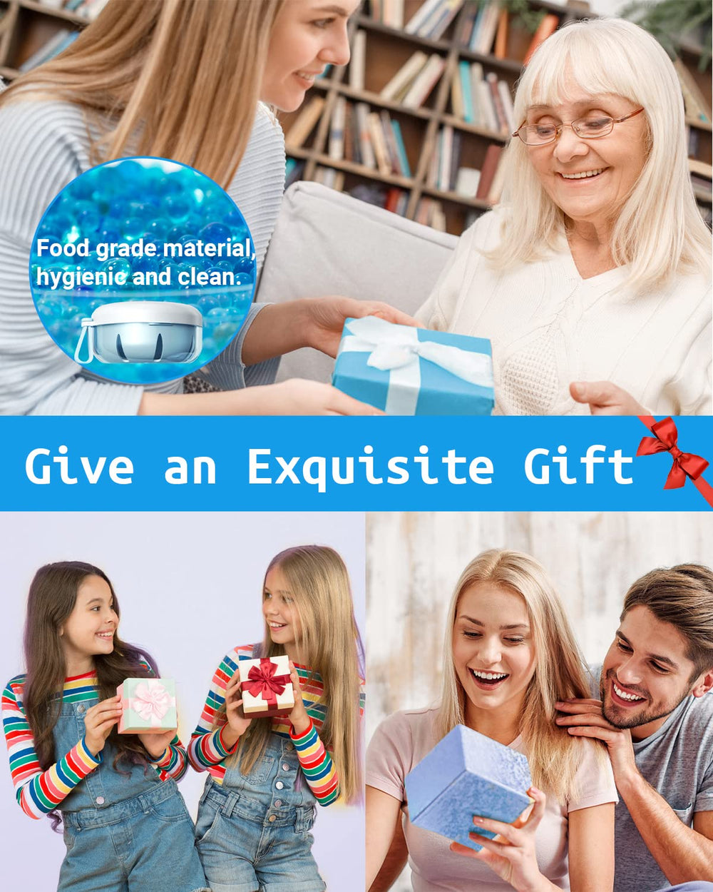 Blue denture box with mirror for cleaning dentures and aligners