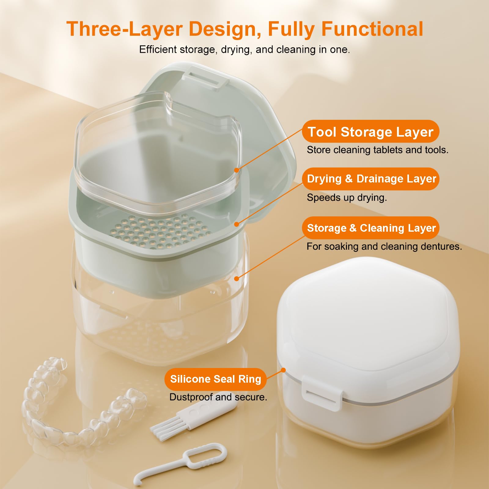 Tool storage layer within the denture case