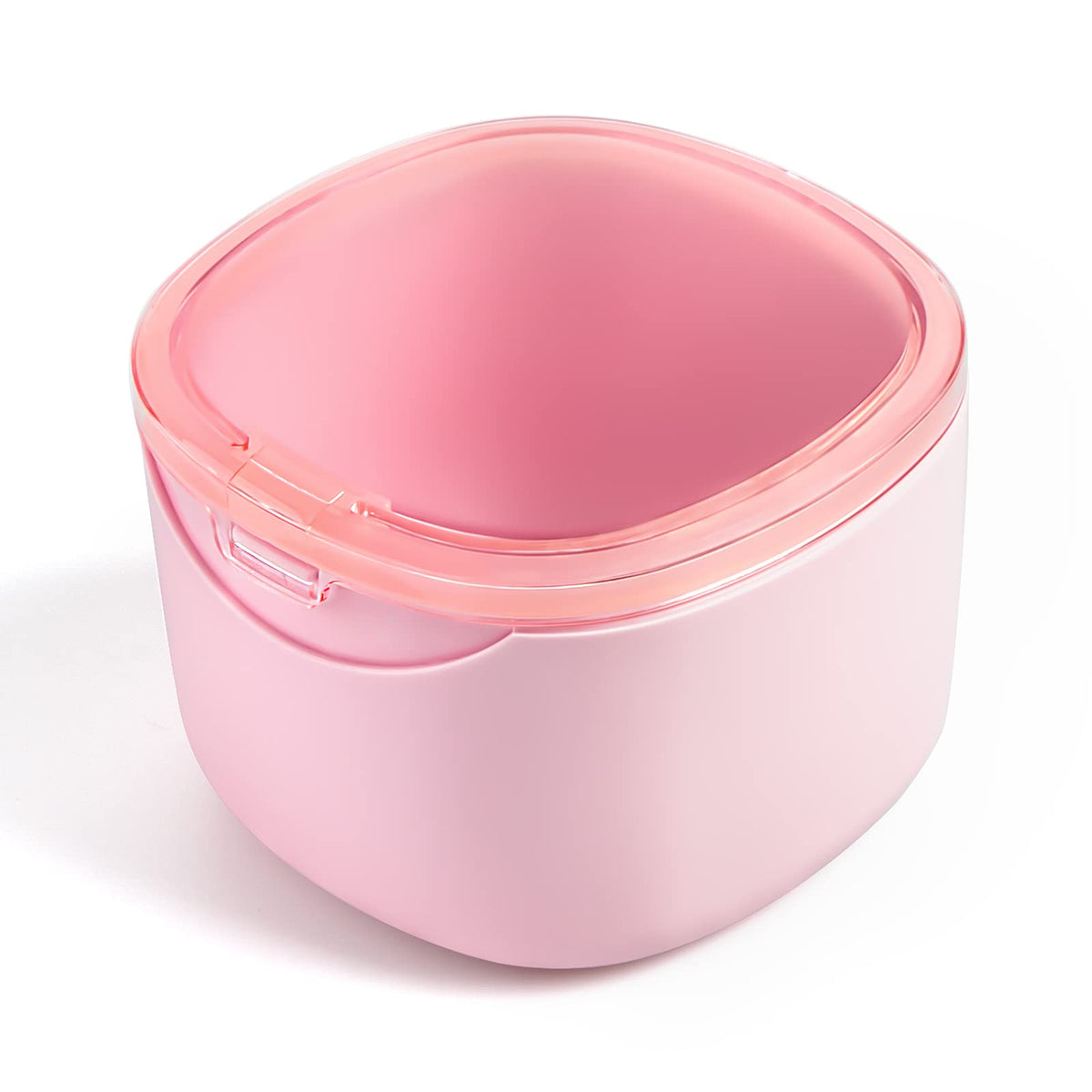 Pink denture bath case front view
