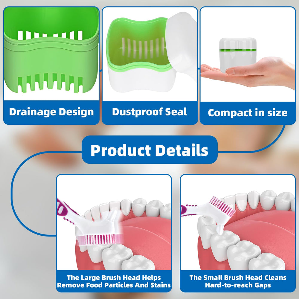 Denture bath case with basket closed