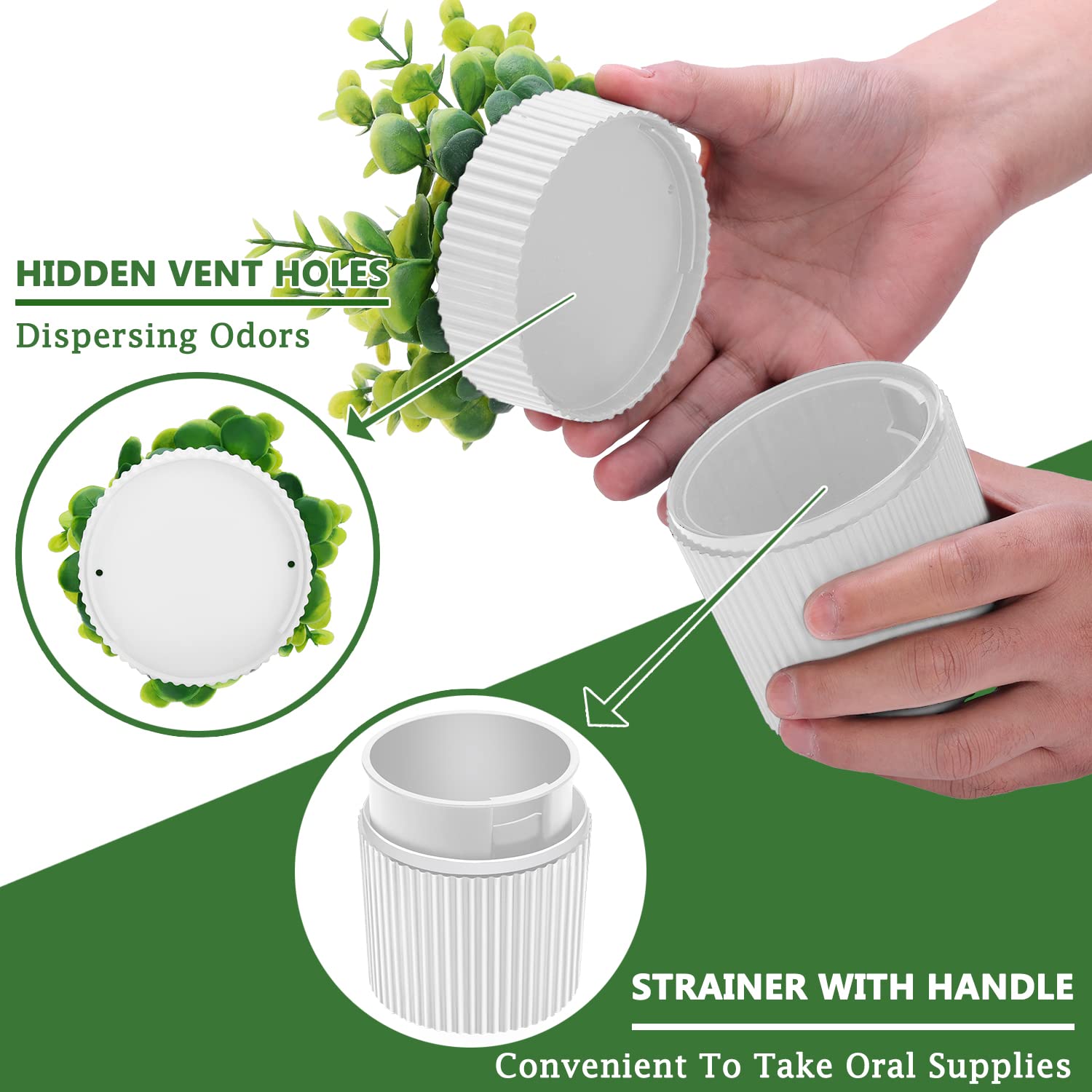 Side angle of eucalyptus plant denture case