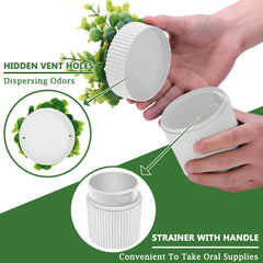 Side angle of eucalyptus plant denture case