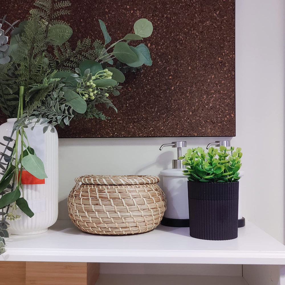 Overall denture bath set styled with decor items