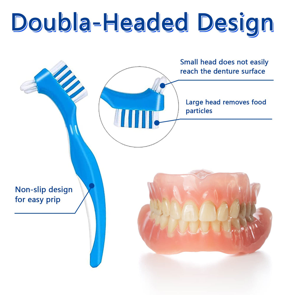 Two denture brushes with soft bristles for gentle cleaning