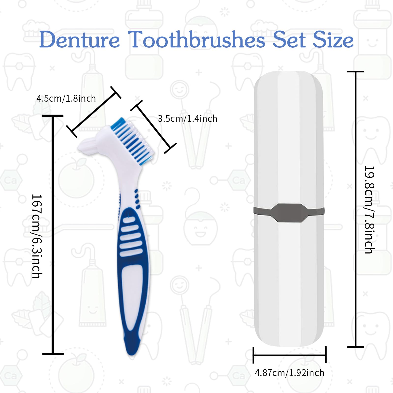 Denture brush with ergonomic comfort grip handle
