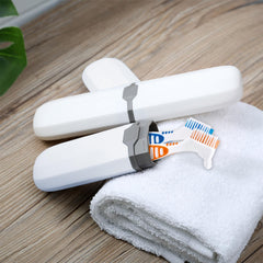 Compact design denture brushes reach tight spots for thorough cleaning