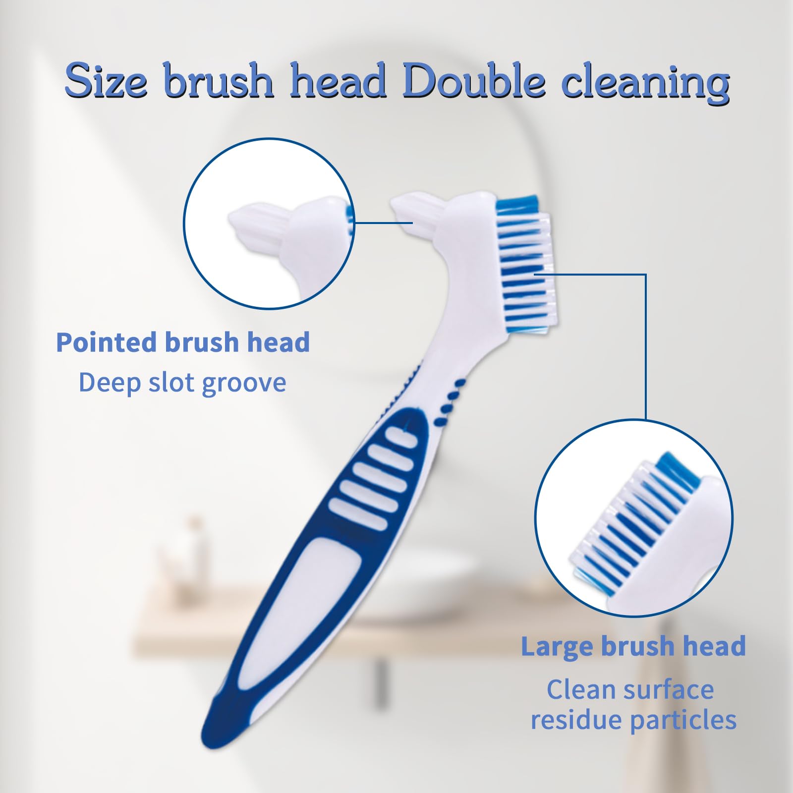 Brush designed for detailed cleaning of dentures