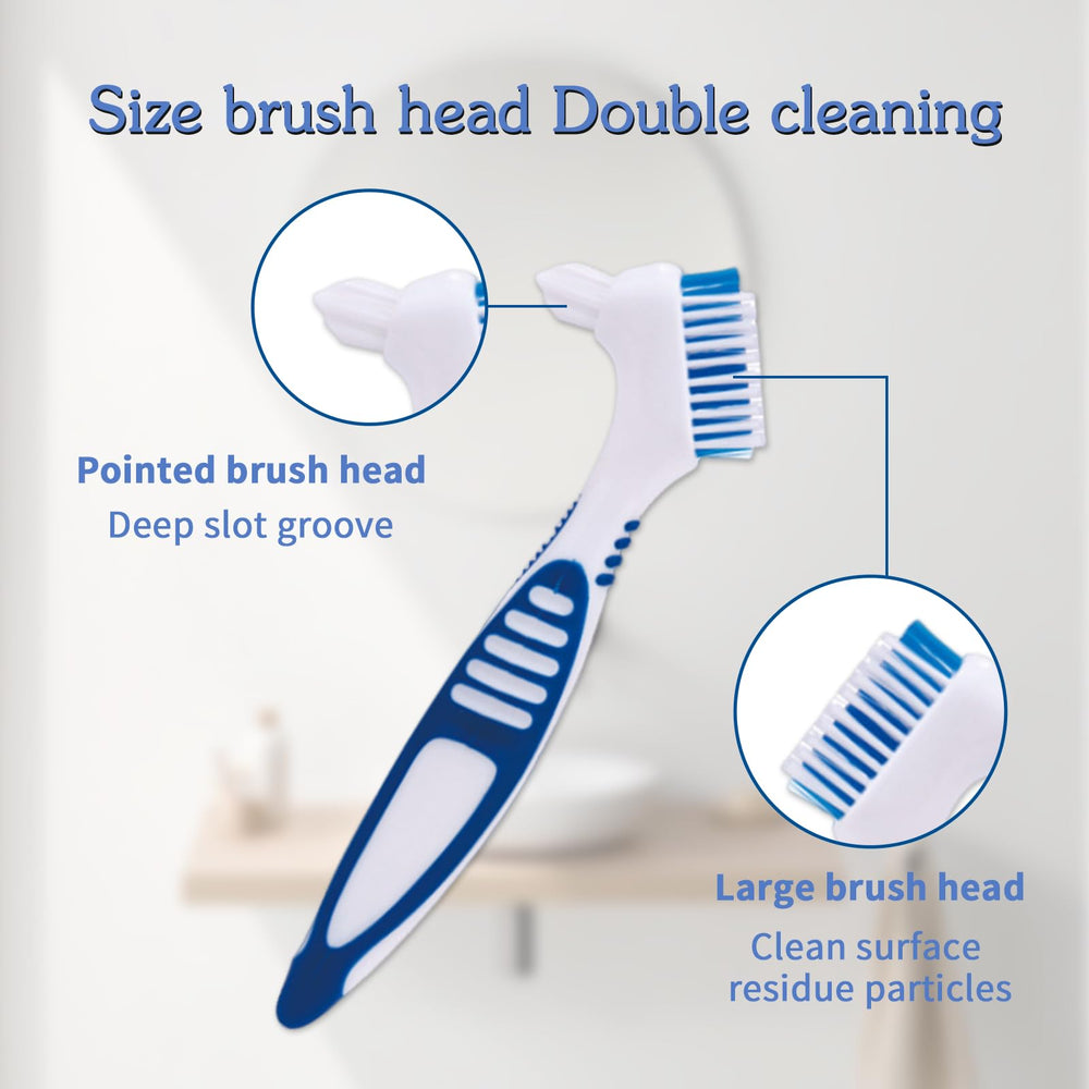Brush designed for detailed cleaning of dentures