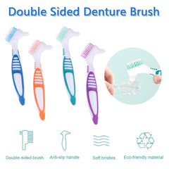 Firm nylon bristles on denture brush close-up