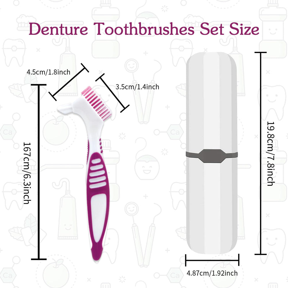 Denture brush with ergonomic comfort grip handle