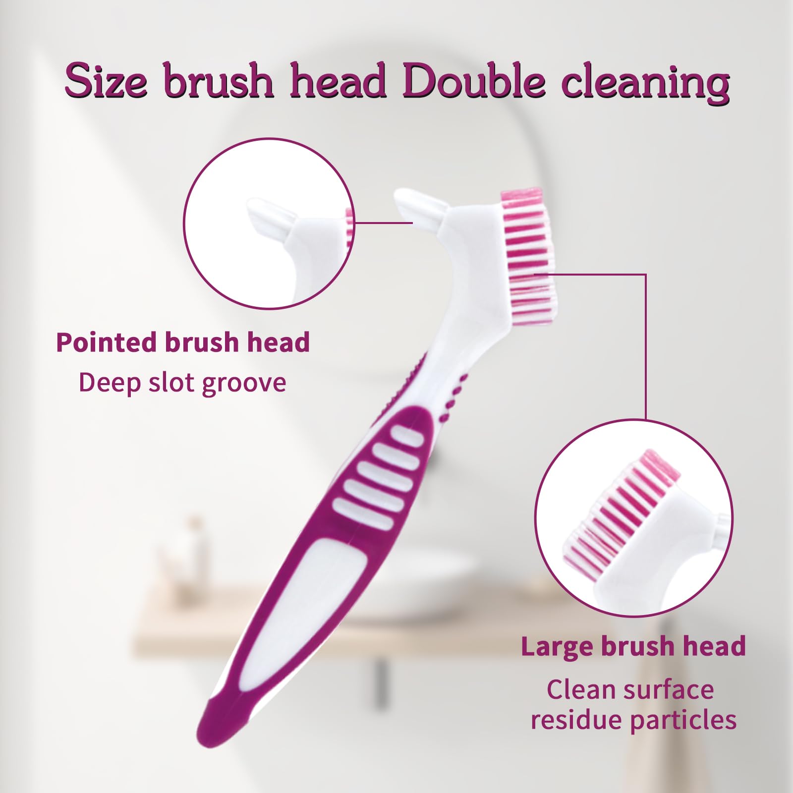 Denture brush featuring multi-tiered bristles