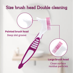 Denture brush featuring multi-tiered bristles