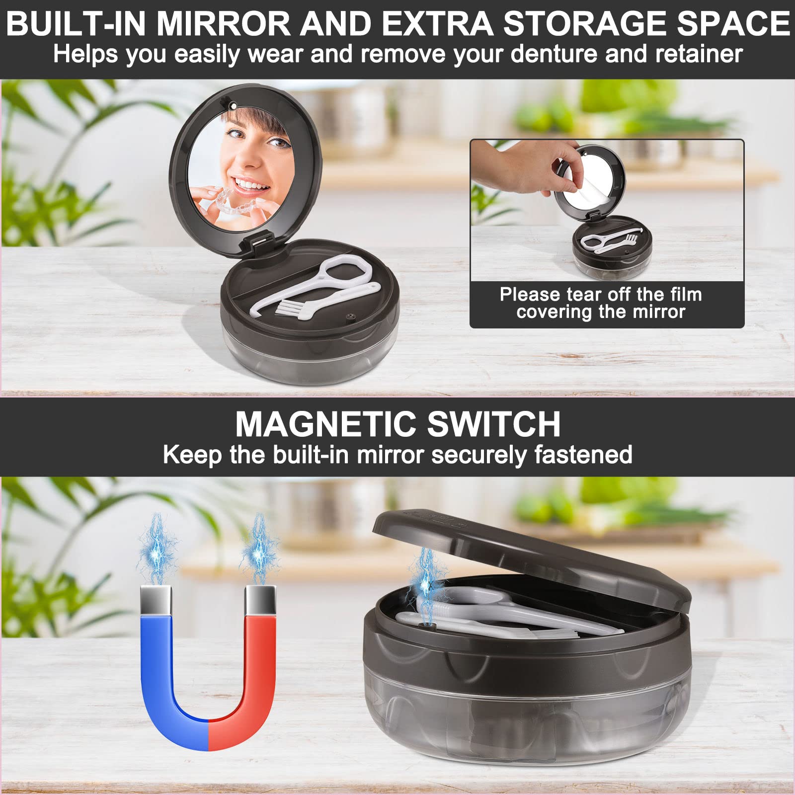 Denture brush and retainer remover tool included