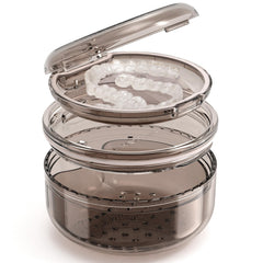 2-in-1 denture case with soaking and storage compartments