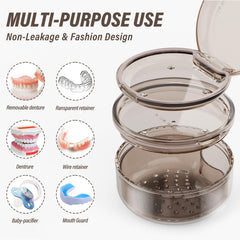 Leak-proof denture bath box with silicone seal under the lid