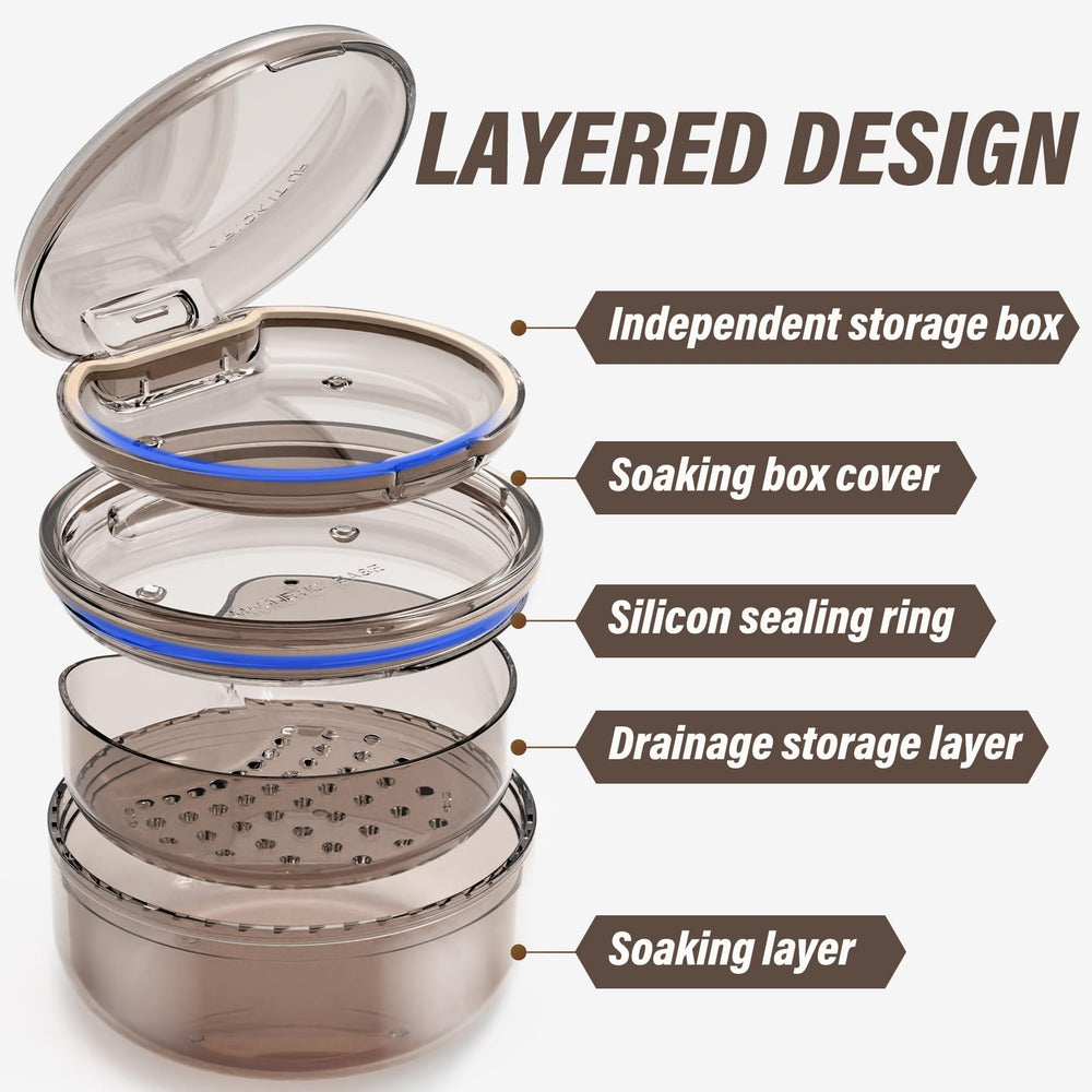 Multi-use denture case for dentures, braces, mouth guards, and night guards