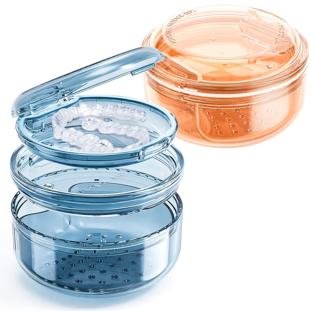 2-in-1 denture case with retainer holder and storage compartment