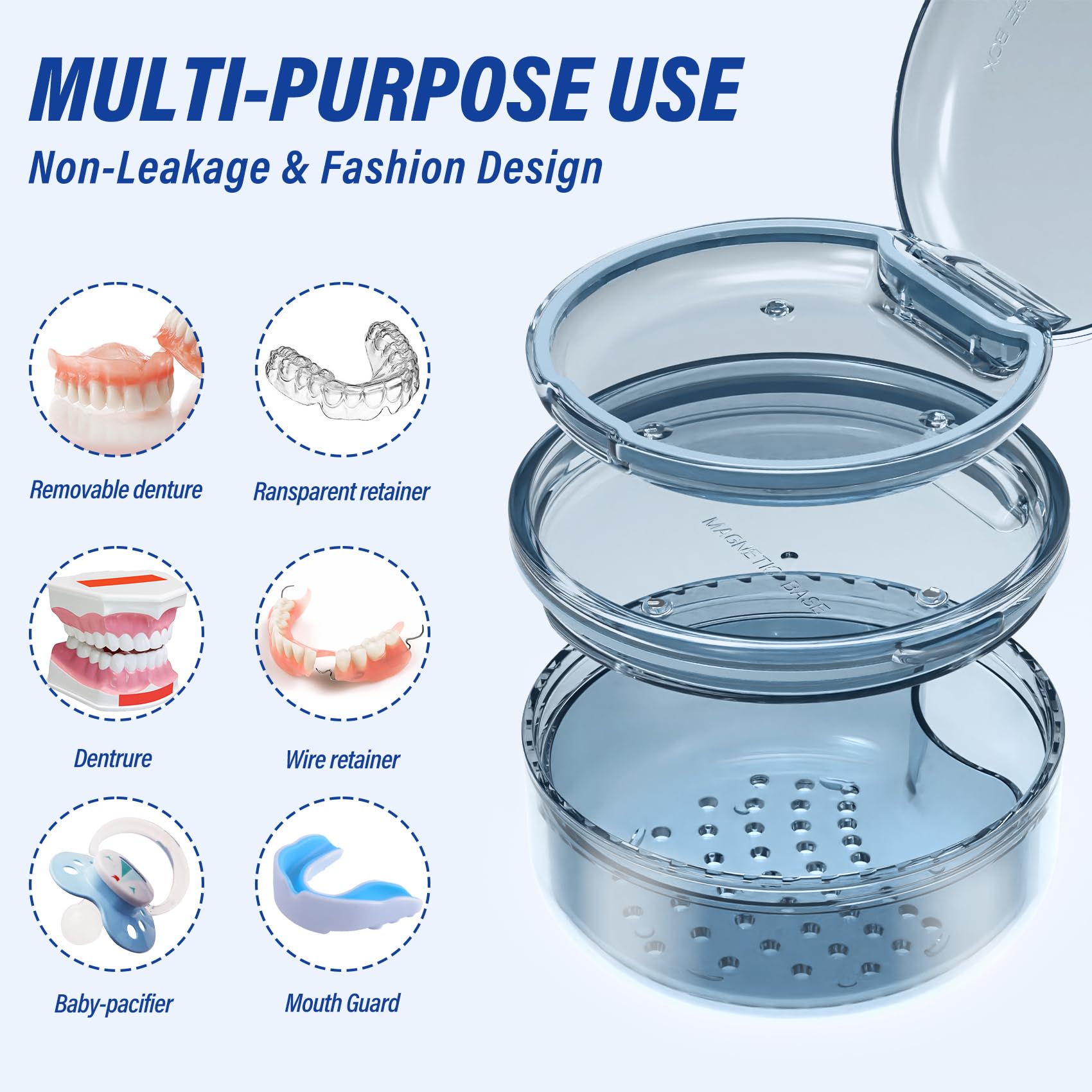 Portable denture case dimensions 3.78 x 2.24 inches