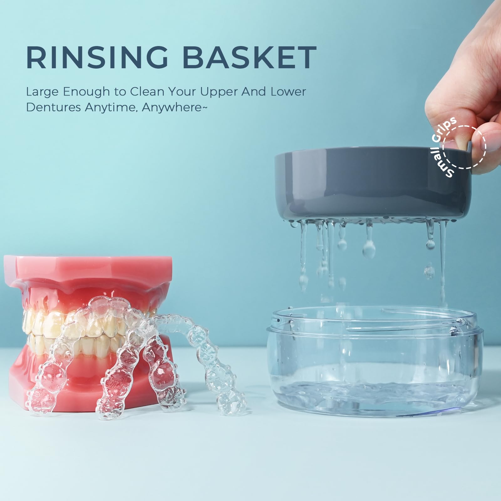 Integrated storage and cleaning compartments for dentures