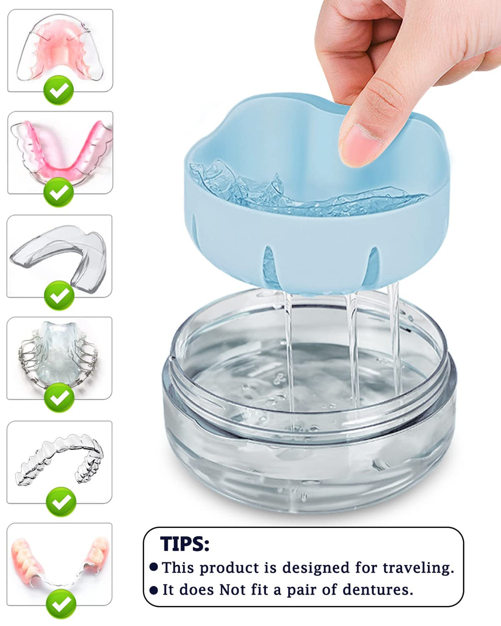 Durable PP/PS with silicone denture case for long-lasting use